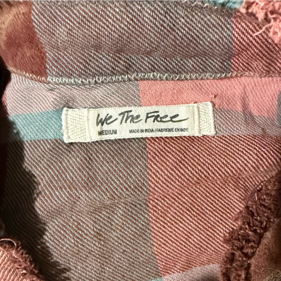 We The Free Plaid Released Trim Button-Down Top - Picture 7 of 11